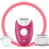Braun Silk-épil 3 3-410 جهاز ازالة الشعر سيلك ابيل 3، موديل 3-410 من براون، جهاز سلكي لازالة الشعر بلون بينك مع 3 ملحقات اضافية