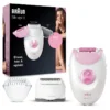 Braun Epilator Silk-epil 3 3-270 آلة سيلكيبيل 3-3270 لإزالة الشعر للنساء من براون، إزالة كهربائية للشعر، مع رأس حلاقة ورأس تحديد ورأس تدليك