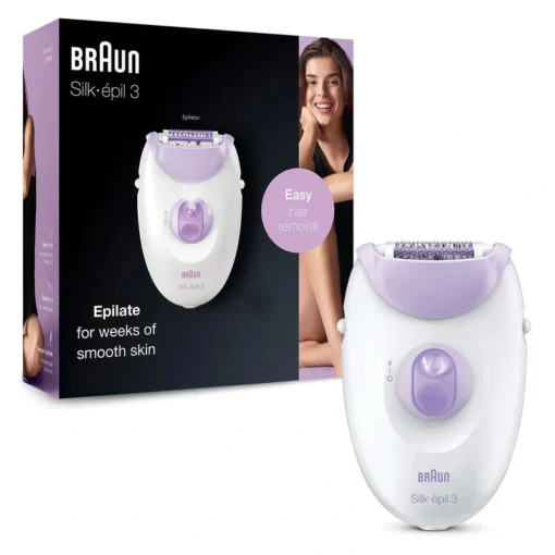 Braun Silk-épil 3 3-170 براون سيلك-إيبيلي 3 3-170، جهاز إزالة الشعر لإزالة فعالة تدوم طويلاً، بنظام 20 ملقط، تقنية Smartlight، ودورات تدليك.