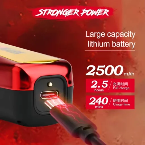 WMARK NG-8230 ماكينة حلاقة احترافية بتقنية T Blade فائقة الجودة، تلاشي صفرية للحلاقين، شكل حلاقة 0 مم، 8 إعدادات سرعة من 7000 إلى 9000 دورة في الدقيقة، مجموعة شفرات احتياطية إضافية، بطارية بسعة 2500 مللي أمبير، 240 دقيقة من الاستخدام، الموديل 34.