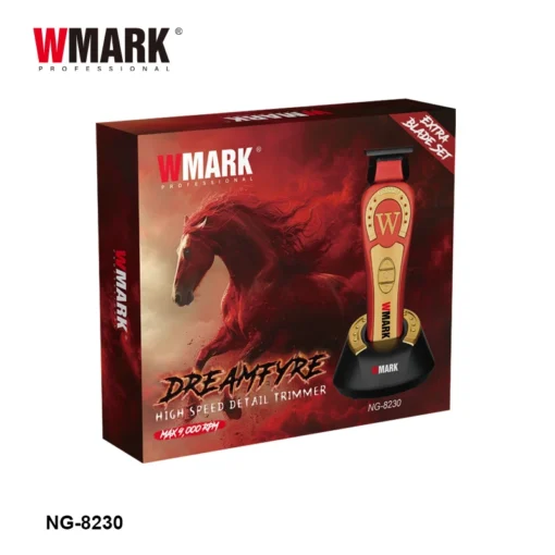 WMARK NG-8230 ماكينة حلاقة احترافية بتقنية T Blade فائقة الجودة، تلاشي صفرية للحلاقين، شكل حلاقة 0 مم، 8 إعدادات سرعة من 7000 إلى 9000 دورة في الدقيقة، مجموعة شفرات احتياطية إضافية، بطارية بسعة 2500 مللي أمبير، 240 دقيقة من الاستخدام، الموديل 34.