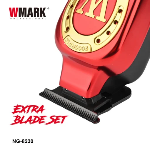 WMARK NG-8230 ماكينة حلاقة احترافية بتقنية T Blade فائقة الجودة، تلاشي صفرية للحلاقين، شكل حلاقة 0 مم، 8 إعدادات سرعة من 7000 إلى 9000 دورة في الدقيقة، مجموعة شفرات احتياطية إضافية، بطارية بسعة 2500 مللي أمبير، 240 دقيقة من الاستخدام، الموديل 34.