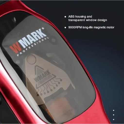 WMARK NG-9002 ماكينة حلاقة احترافية فائقة، محرك مغناطيسي بسرعة 9000 دورة في الدقيقة، مجموعة شفرات 5CR15، 6 مشط توجيه مغناطيسي، تعديلات ذراع تدرج، قاعدة شحن وحامل.