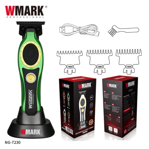 2024 ماكينة قص شعر جديدة WMARK NG-7230 احترافية، رأس زيت، نقش كهربائي، ، قاعدة شحن، صالون شعر.