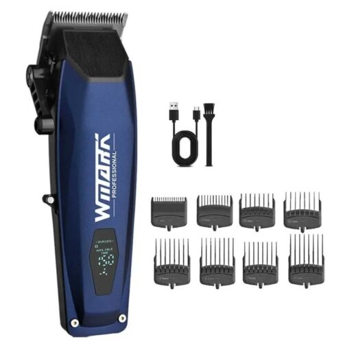 WMARK NG-125 سلسلة الصالون ماكينة قص شعر احترافية، شفرة ثابتة من الفولاذ المقاوم للصدأ وشفرة متحركة سيراميكية، محرك بسرعة 7500 دورة في