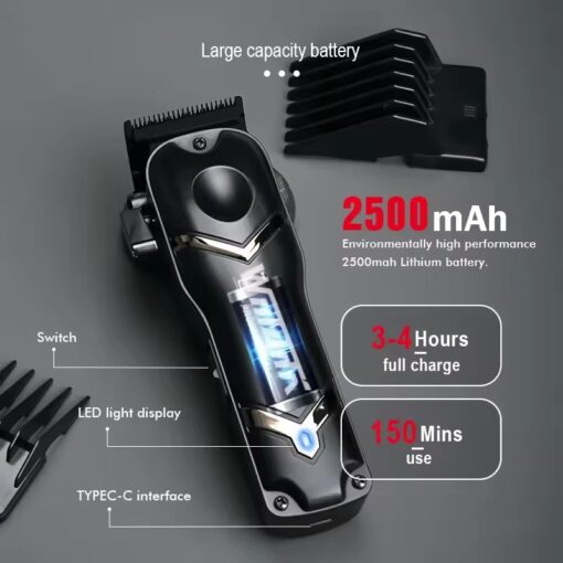 WMARK NG-2047 ماكينة قص شعر بجسم معدني فاخرة، محرك بدون فرشاة (BLDC) بقدرة 10000 ساعة، شفرة مطلية بـ DLC، شفرة تلاشي من فولاذ 5Cr15،