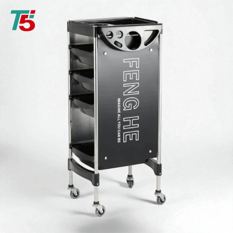 T5 -11.2 عربة صالون تصفيف الشعر بعجلات و 5 أدراج، عربة متحركة للصالون لتخزين إضافي لمصففي الشعر