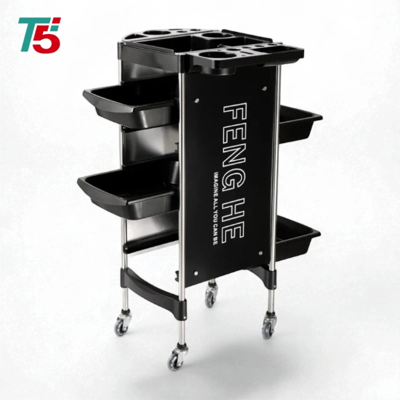 T5 -11.2 عربة صالون تصفيف الشعر بعجلات و 5 أدراج، عربة متحركة للصالون لتخزين إضافي لمصففي الشعر